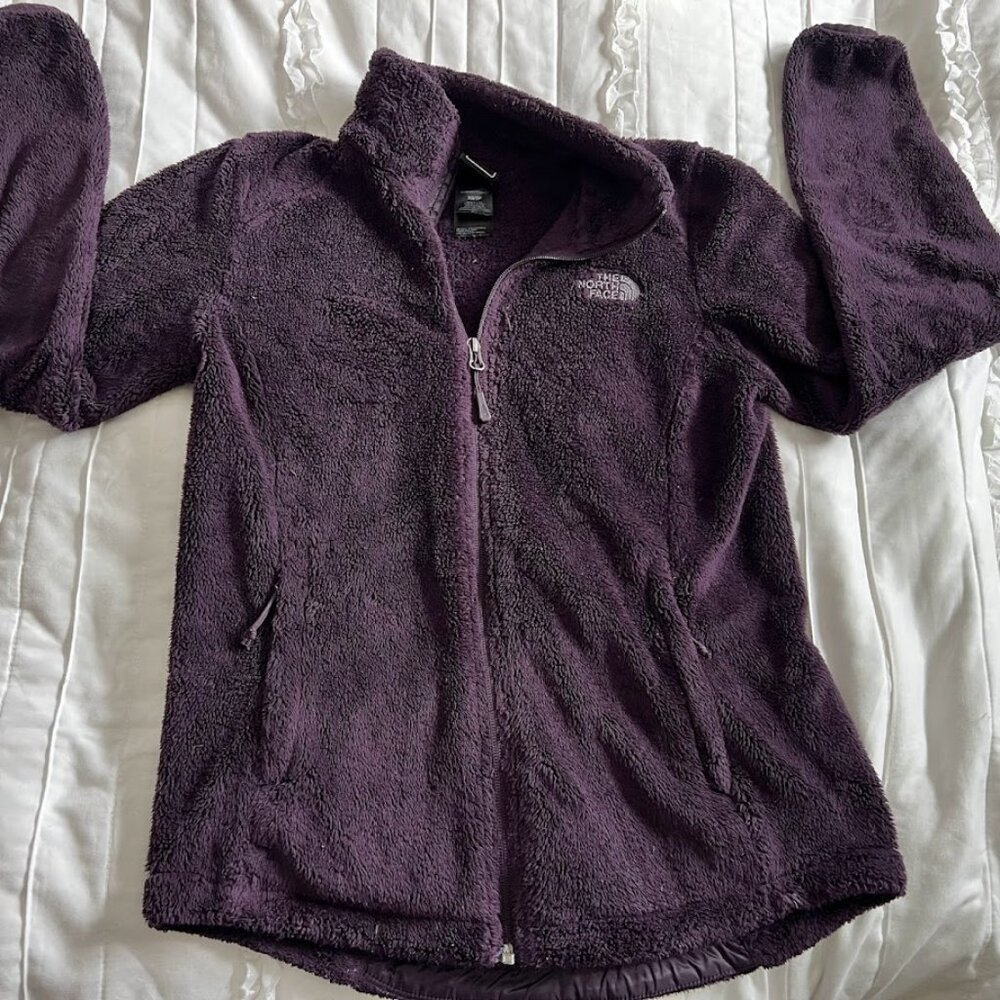 Women’s North Face Osito Fleece Jacket Purple Full Zip Soft Furry Size XS